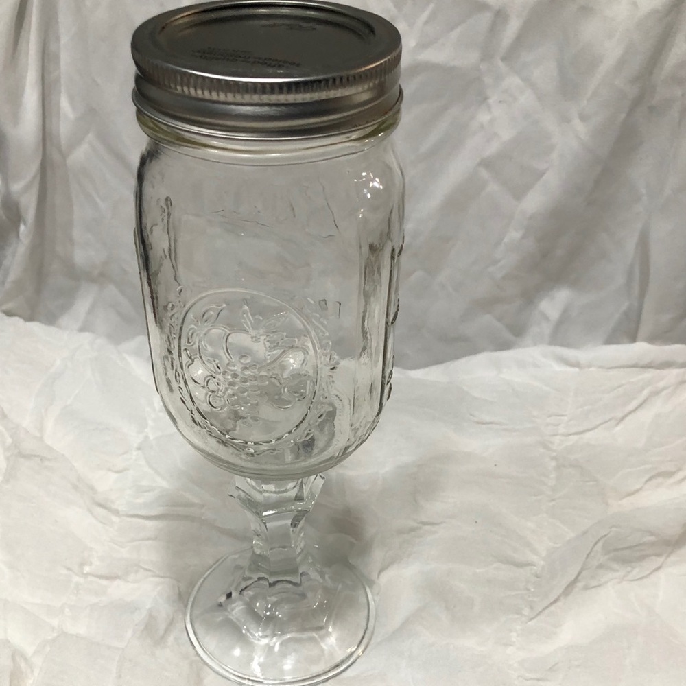 Pedestal Mason Ball Glass Jar w/ Lid